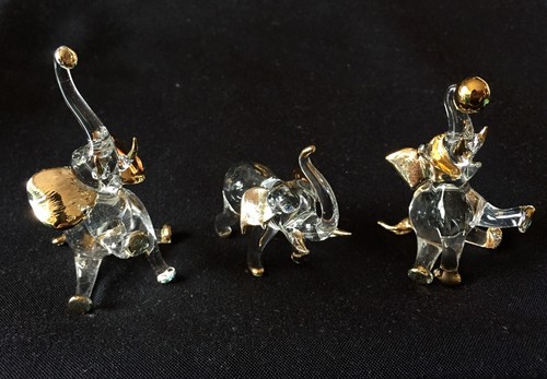 Chinese zodiac Hand Blown Glass Lucky Figuines 3 Style of Elephant sets