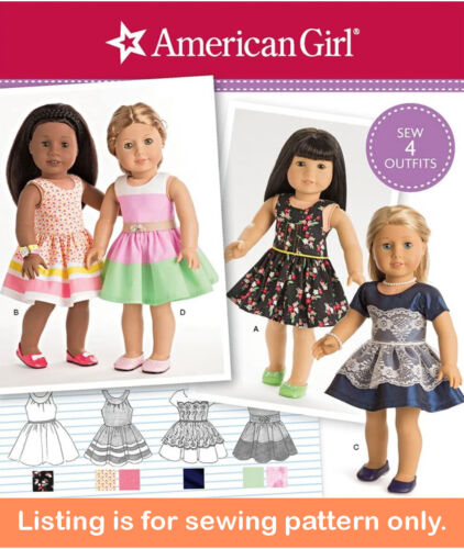 SEWING PATTERN Sew 18/" Doll Clothes Clothing Party Dress Fits American Girl 8192