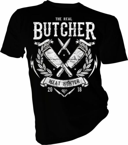 cazador Cazador de carne carne, cuchillo de carnicero carniceros para adultos y niños camiseta