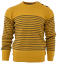 Relco Mens Mod Striped Naval Mustard Yellow Guernsey Knit Jumper Anchor Buttons