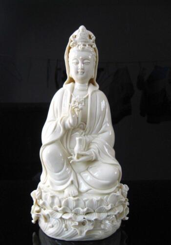 Exquisite Chinese Dehua Porcelain Kwan-yin Guanyin Goddess Statue A