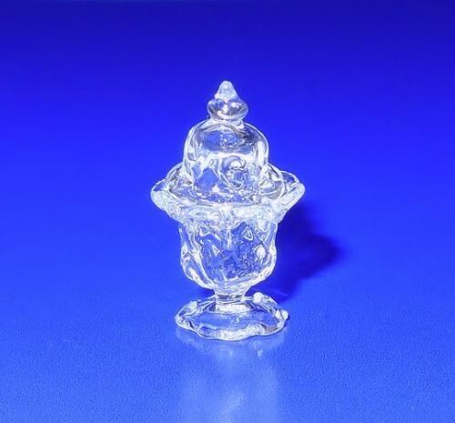 Dollhouse Ferenc Albert Blown Glass Diamond Thumbprint Sugar Bowl Miniature IGMA