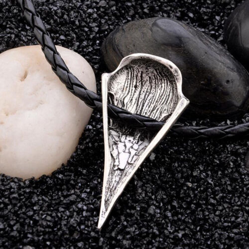 Viking Odins Rabe Anhänger Schädel Skull Leder Halskette Wikinger Schmuck