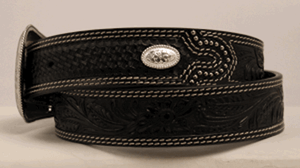 Nocona Men/'s Black Basketweave and Floral Embossed Western Belt N2427801