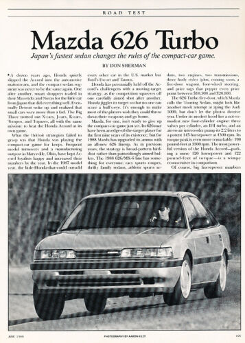 1988 Mazda 626 Turbo road test Classic Article A91-B