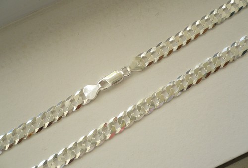 10.8mm 925 STERLING SILVER MEN/'S WOMEN/'S flat CUBAN LINK CHAIN OR BRACELET 7mm