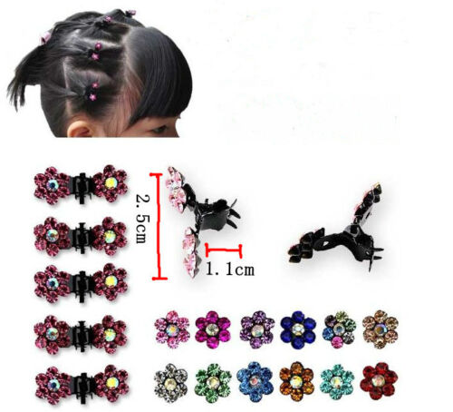 Lots 6//12pcs Girls Sweet Crystal Rhinestone Flower Mini Hair Claws Clips Clamps