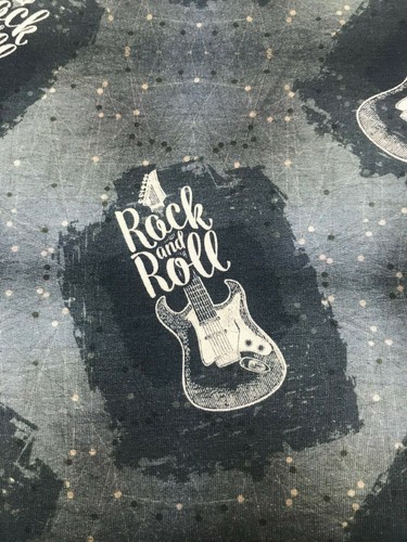 10 €//m2 sommersweat//French Terry /"rock and roll/" guitarra música 25cmx150cm