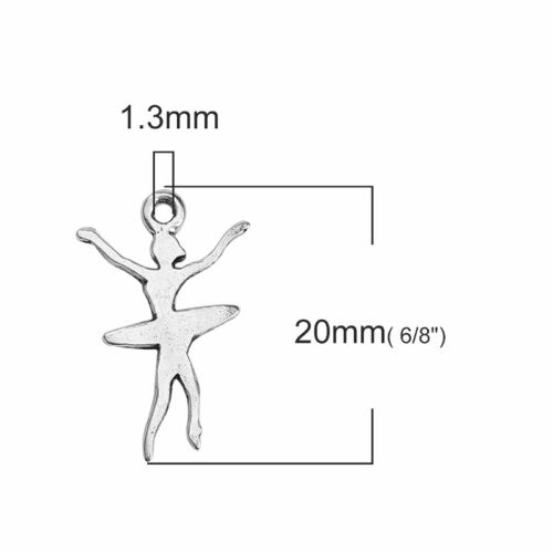 20mm Antiqued Silver Plated Pendants C7369-20 50 Or 100PCs Ballerina Charms 