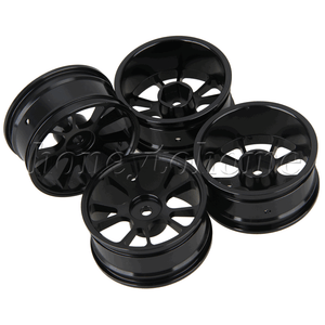 Noir Alliage D/'Aluminium 10-Rayons Jante Pour RC1:10 On-Road Racing Voiture Pack De 4