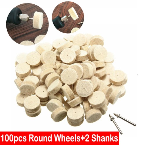 100 Stücke 13mm Wollfilz Polieren Buffing Pad+2 Schaft Für Dremel Schleifscheibe