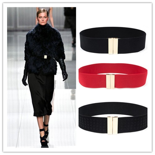 Womens Fashion Wide Waistband Elastic Stretch Dress Waist Belt Buckle Band