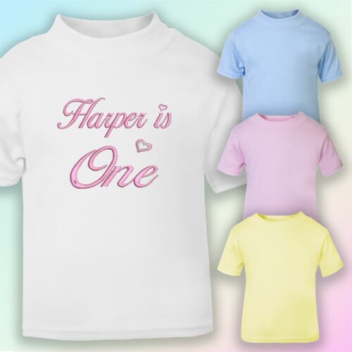 Personalizado uno 1st Cumpleaños Regalo Bordado Camiseta Bebé Chicas Chicos primero