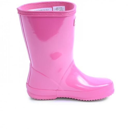 Hunter Kids First Gloss Unisex Toddler Bright Pink Rubber Outdoors Rain Boots