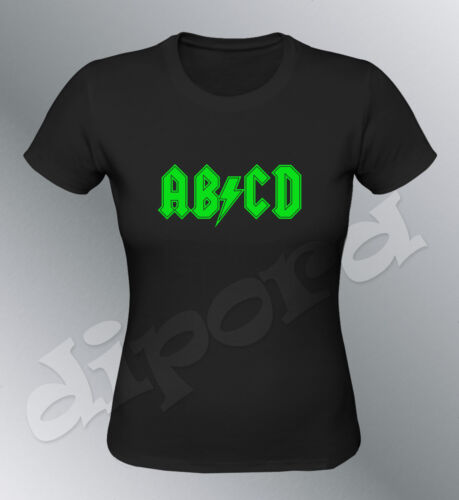 Tee shirt personnalisé ABCD S M L XL femme humour ACDC AC-DC logo détourné