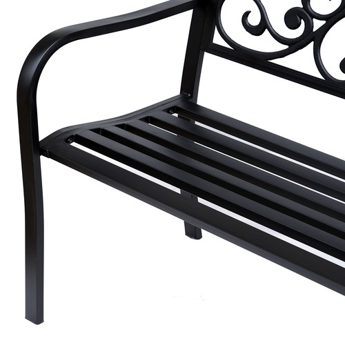 Outsunny Banc 3 Places de Jardin Terrasse Style Cosy Chic 127 x 60 x 85 cm Noir