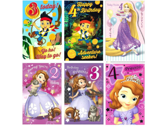 Official Disney Anniversaire Cartes ~ 2nd 3rd 4th 5th 6th ~ Sofia Rapunzel Jake Princesse