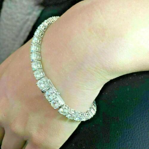 Details about  / 10.5 Ct Round Cut Diamond 14K White Gold Over 7/" Tennis Bracelet Valentine Gift