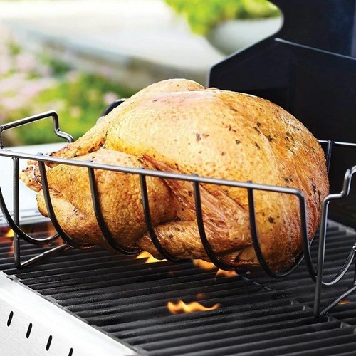 Non-Stick Rib Stand Barbecue Roast Rack Stainless Steel Grilling BBQ Basket Beef