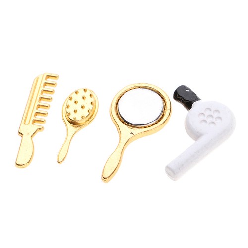 4 pcs Miniature Bathroom Accessory Comb Hair Dryer Mirror for 1//12 Dollhouse