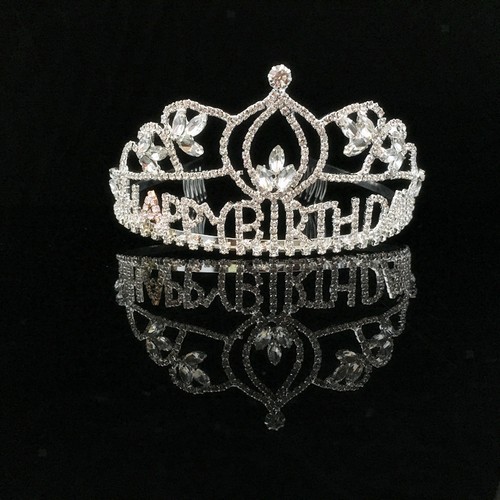 Birthday Crown Silver Rhinestone Tiara Headpiece Party Jewelry Headwear Gift