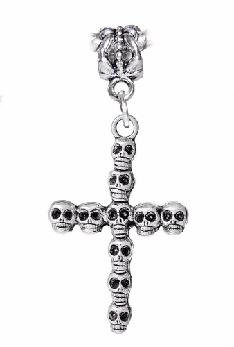 Oversize Skull Cross Halloween Skeleton Dangle Charm for European Bead Bracelet