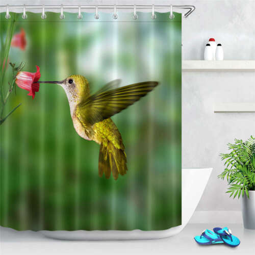 Bird Hold Waterproof Bathroom Polyester Shower Curtain Liner Water Resistant