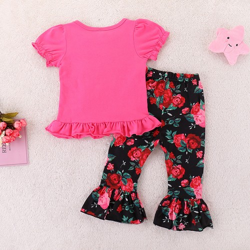 2PCS Toddler Kids Baby Girls Clothes T-shirt Tops+Sassy Floral Pants Outfits Set