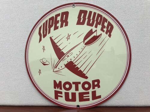 Super Duper aviation motor fuel advertising round sign garage man cave oil gas 