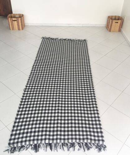 Merino Wool Black//White Checkerboard 7/'x6/' MOROCCAN HANDWOVEN THROW BLANKET