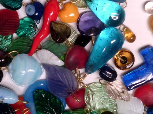 EVIL EYE variety HUGE LOT DANGLE BEADS with// findings LEAVES HEARTS HORNS