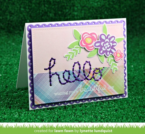 LF1358 Lawn Fawn Lawn Cuts Die Cut Set EMBROIDERED HELLO Hi Miss You