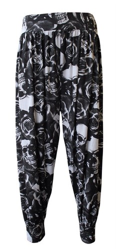 Ladies Plus Size Printed Harem Pants Cuffed Bottom Womens Ali Baba Trousers 8-26