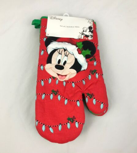 Disney Minnie Mouse Christmas 2 Kitchen Oven Mitts New