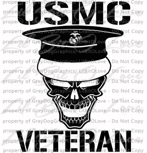 USMC VETERAN SKULL VINYL DECAL US MARINE CORPS STICKER MILITARY 