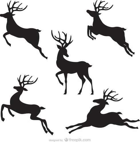 Wall Window Display Mural Reindeer Deer contour cut vinyl decal sticker set