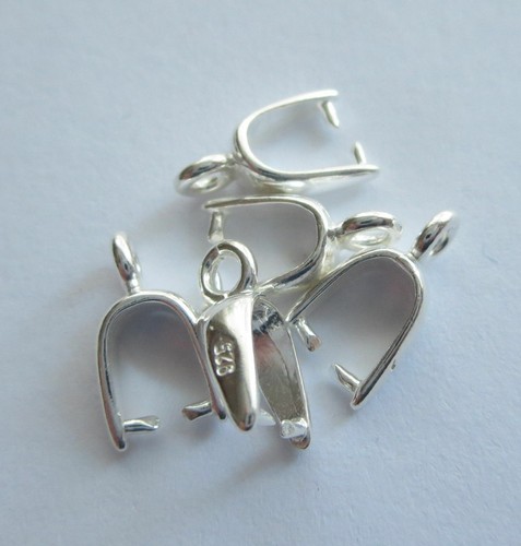 10 mm Solid Sterling Silver 925 Bail Pinch Pendant Clasp Connector 1-100 pc