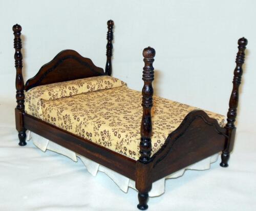 CANNONBALL WALNUT FOUR POSTER BED DOLLHOUSE FURNITURE MINIATURES 