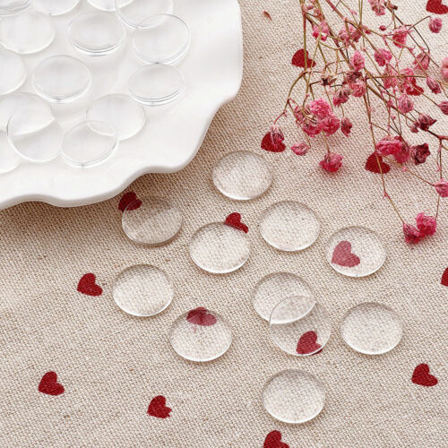 100/200pcs Flatback Transparent Clear Glass Domed Cabochons Cover Findings Round 