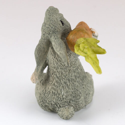 Miniature Gray Bunny Rabbit Carrying Carrot Figurine 2.5/" High New In Box!