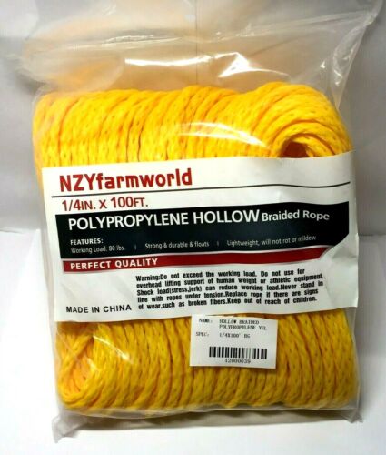 Polypropylene Hollow Twisted Braided Rope 1/4in 1/2in 3/8in 