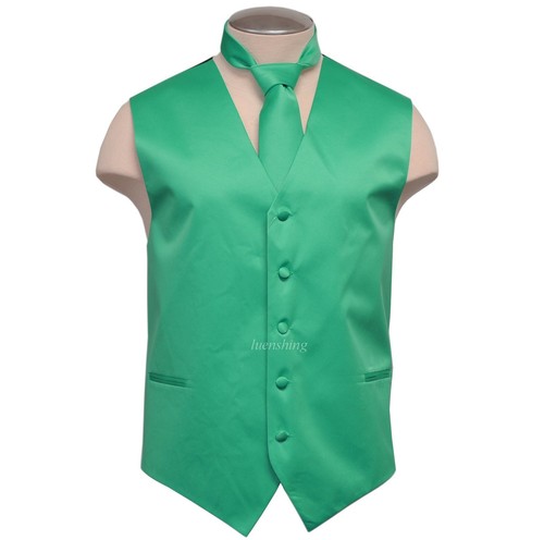 New Brand Q Formal Men/'s vest tuxedo waistcoat/_necktie Turquoise Green