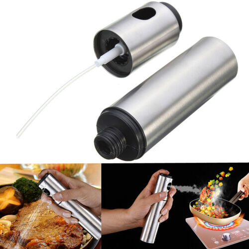Stainless Steel Olive Pump Spraying Oil Bottle Sprayer Can Oil Jar Pot Tool New 
