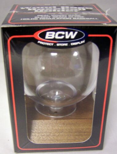 4 BCW Brand Dark Wood Baseball Holders Ball Display Case
