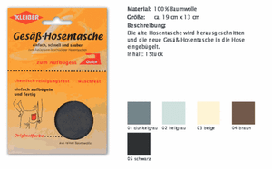 Hosentasche Ersatztasche Kleiber 120 z Gesäß aufbügeln dunkelgrau 01
