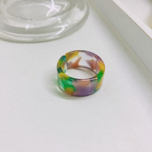 Ins Vintage Resin Ring Acrylic Geometric Round Adjustable Finger Ring Jewelry s