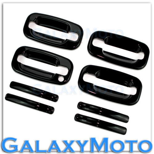 02-06 Chevy Avalanche Gloss Black 4 Door Handle+w//o PSG Keyhole Cover Kit Set