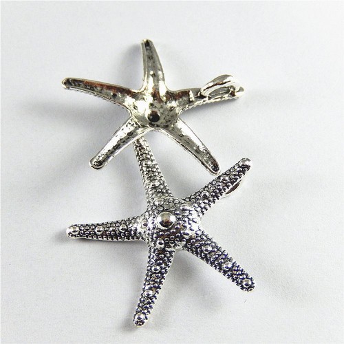 52357 Vintage silver Big Starfish Shaped alliage Pendentif Charms Jewelry Making 14x