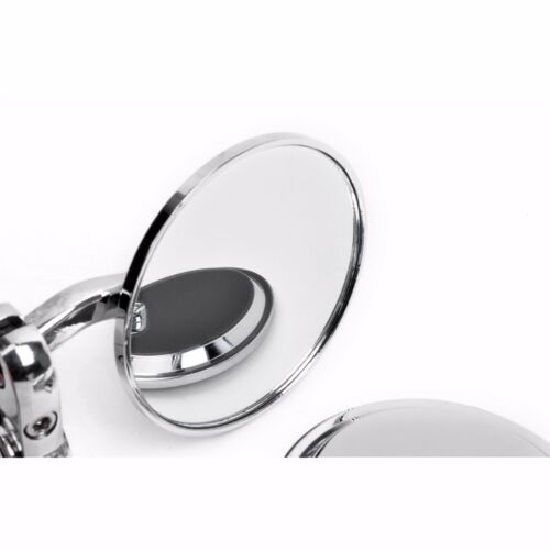Chrome Rearview Handle Bar End Side Mirrors Round For Cafe Racer Bobber Scramble