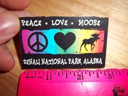 Wood Fridge magnet unique! Denali National Park Alaska Peace love Moose